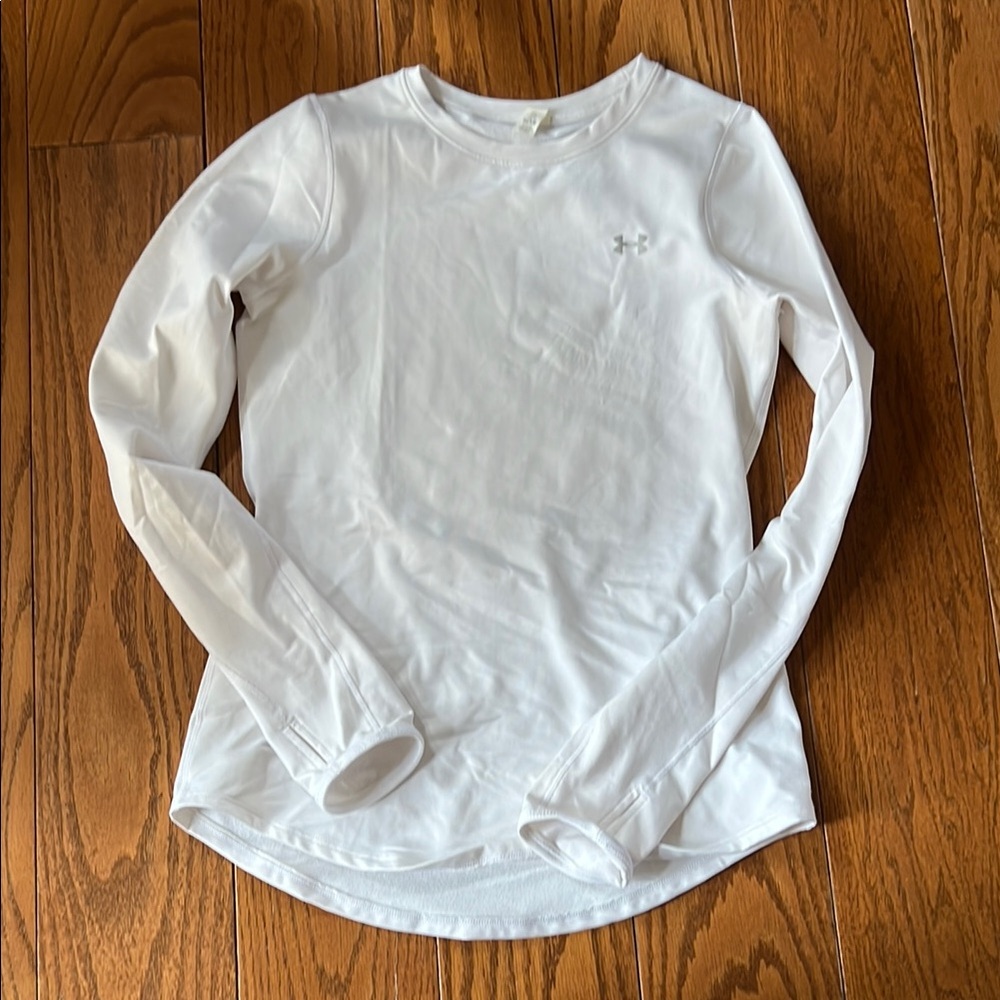 Under Armour White Long Sleeve Tee Soft Cotton Blend